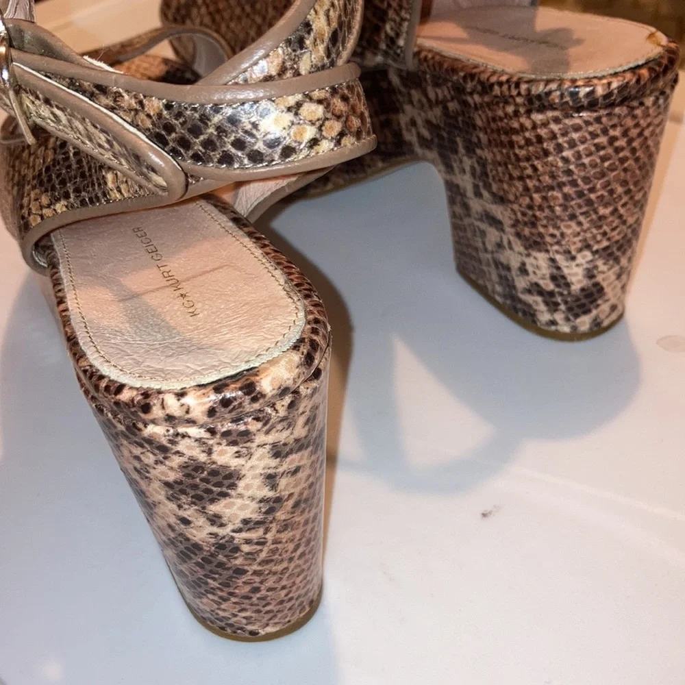 Kurt Geiger Brown Snake-Print Platform Sandals